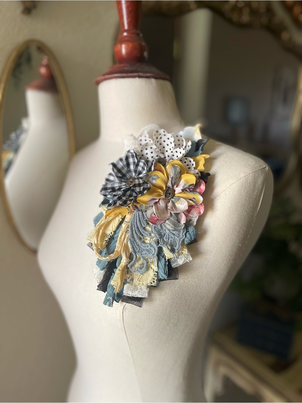 Handmade Multicolor Floral Fabric Pin/Brooch for Women